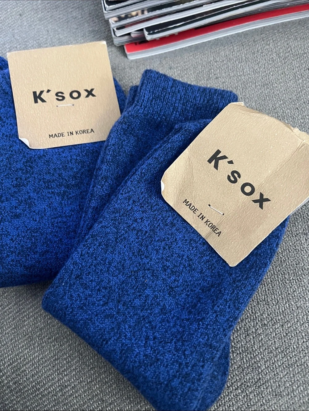 ✨ NWT K'sox Blue Crew Socks – Made in Korea ✨